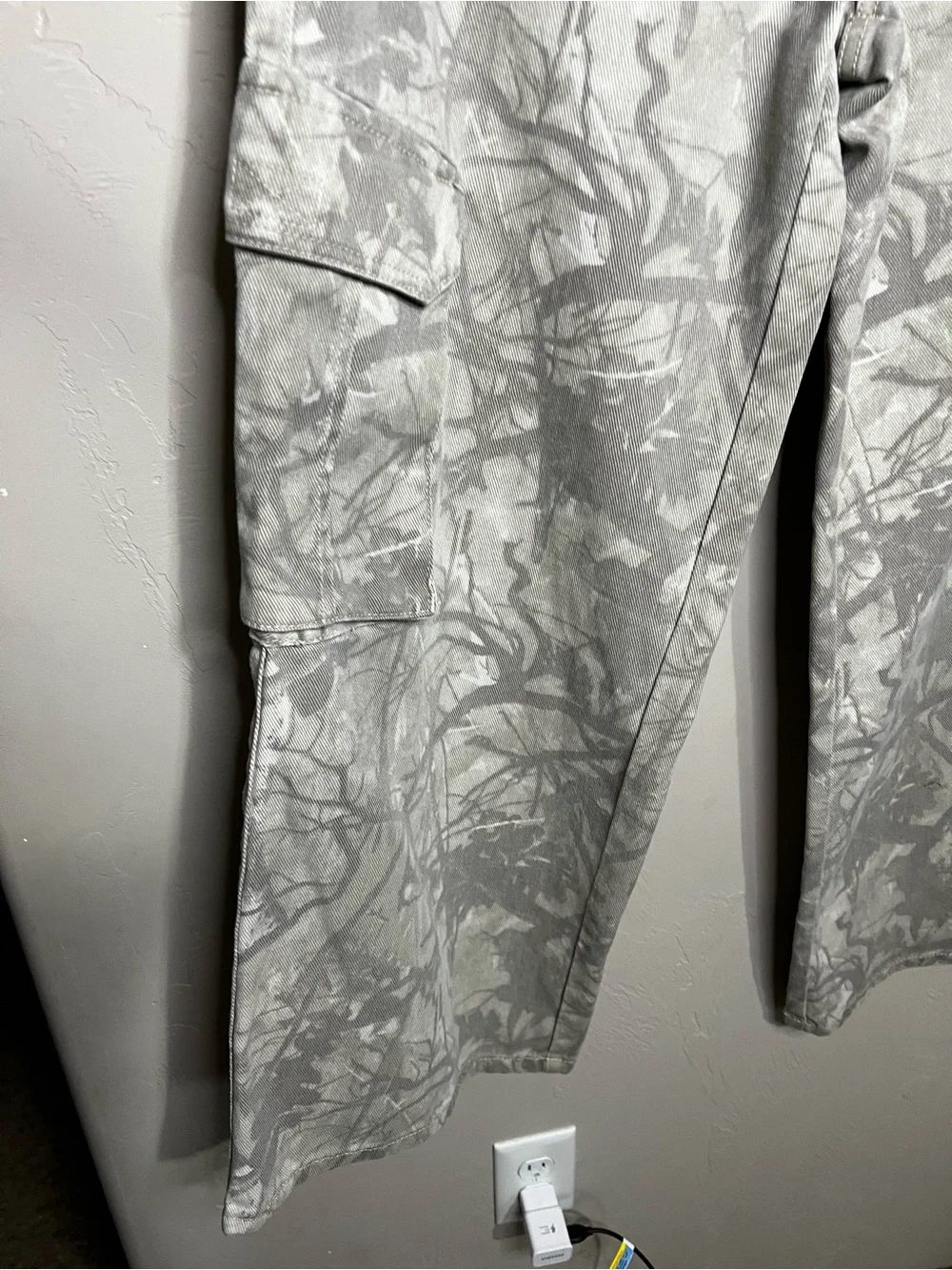 Refrain Los Angeles Super Wide Leg Gray Camo Cargo Streetwear Denim Jeans